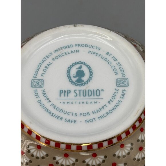 Set Of 3 PIP Studio Porcelain Dipping Bowls Amsterdam Bloomingtails Khaki , EUC - Picture 6 of 9